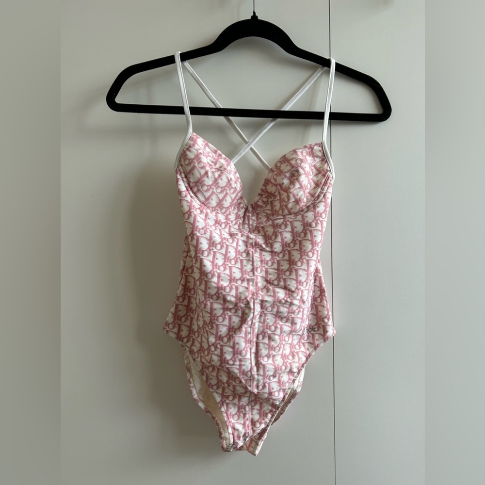Dior pink monogram logo one piece swimsuit - Picture 1 of 2